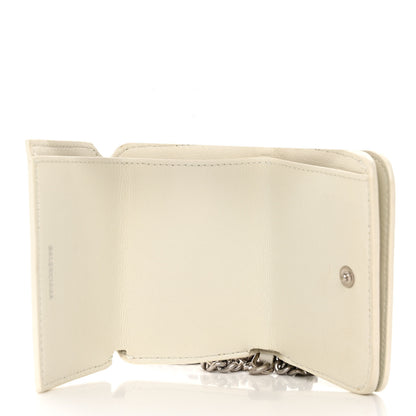 Balenciaga Grained Calfskin Logo Mini Cash Wallet On Chain White Black 6 of 11