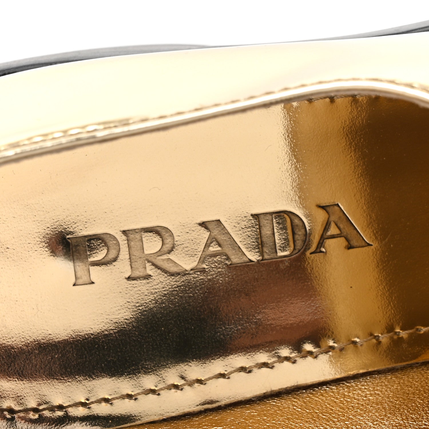 Prada Metallic Brushed Calfskin Metal Triangle Logo 50mm Loafers 39.5 Platino 8 of 8