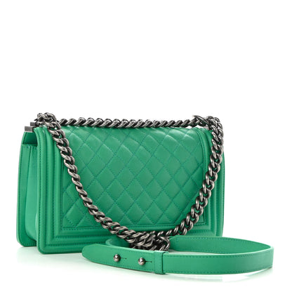Chanel Calfskin Quilted Medium Boy Flap Green 3 of 8