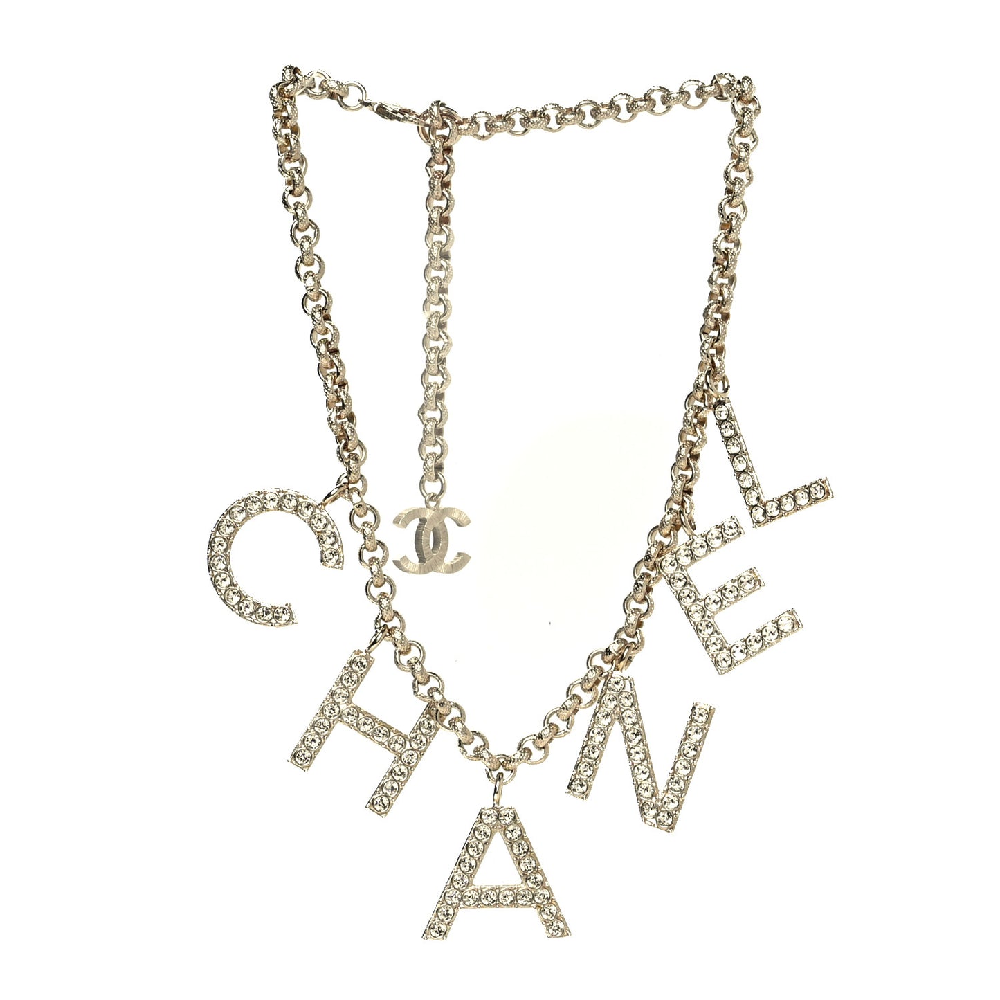 Crystal City of Lights Letter Chain Necklace Gold