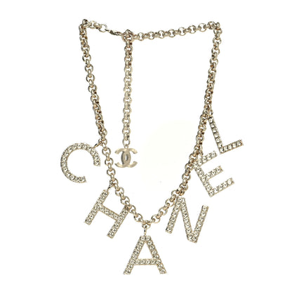 Chanel Crystal City of Lights Letter Chain Necklace Gold 3 of 5