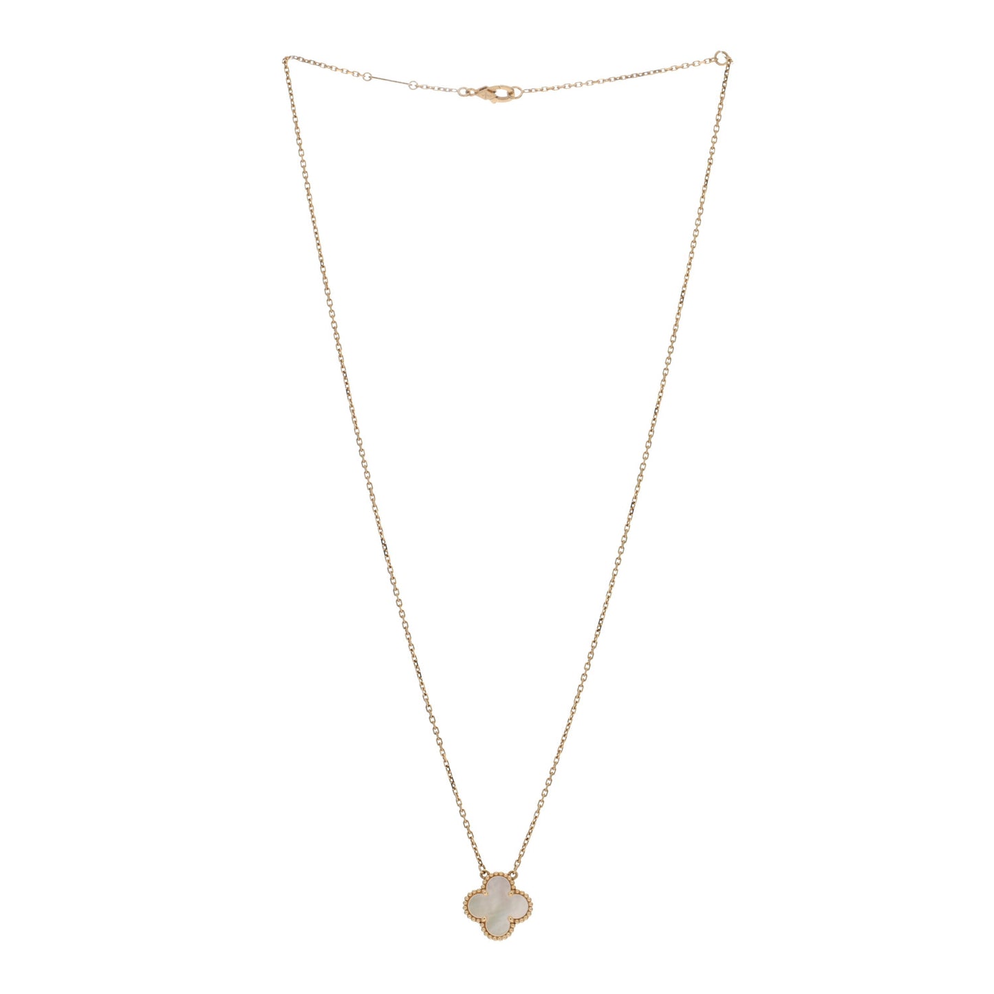 18K Yellow Gold Mother of Pearl Vintage Alhambra Pendant Necklace