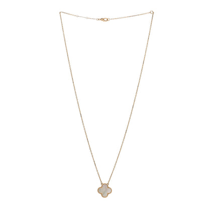 Van Cleef & Arpels 18K Yellow Gold Mother of Pearl Vintage Alhambra Pendant Necklace 3 of 4