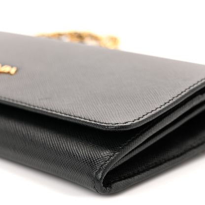Prada Saffiano Metal Oro Chain Wallet Black 10 of 10