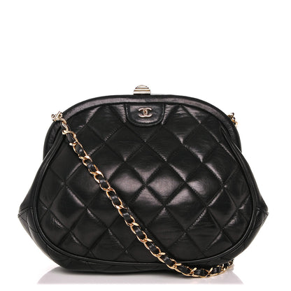 Chanel Calfskin Quilted Kisslock Frame Bag Black 1 of 8