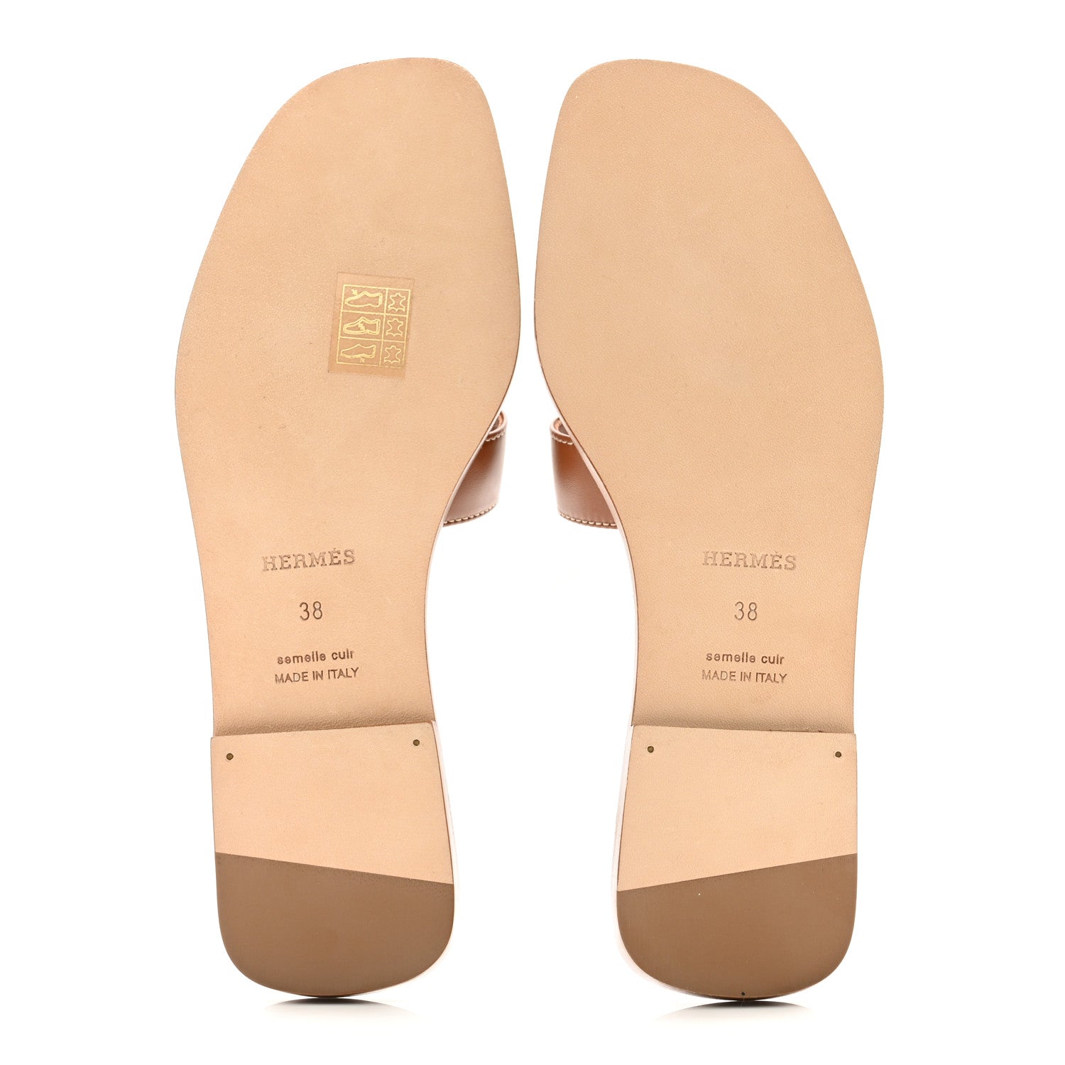 Hermes Box Calfskin Oran Sandals 38 Gold 5 of 9