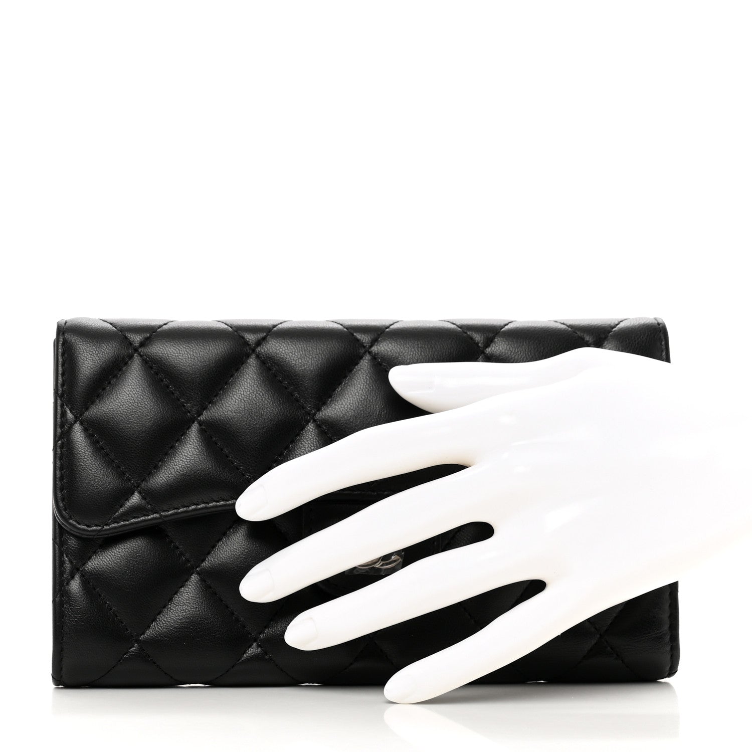 Chanel Lambskin Quilted Large Flap Wallet Black 2 of 8