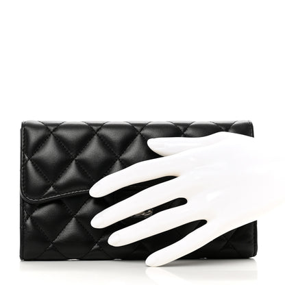 Chanel Lambskin Quilted Large Flap Wallet Black 2 of 8