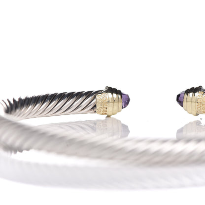 David Yurman Sterling Silver 14K Yellow Gold Amethyst 5mm Cable Classics Petite Color Bracelet 4 of 5
