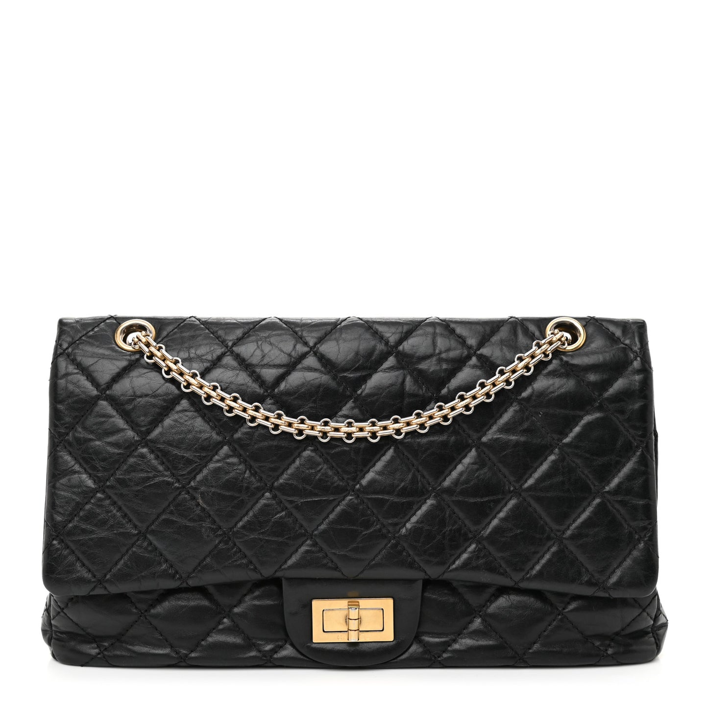 Aged Calfskin Quilted 2.55 Reissue 227 Flap Black