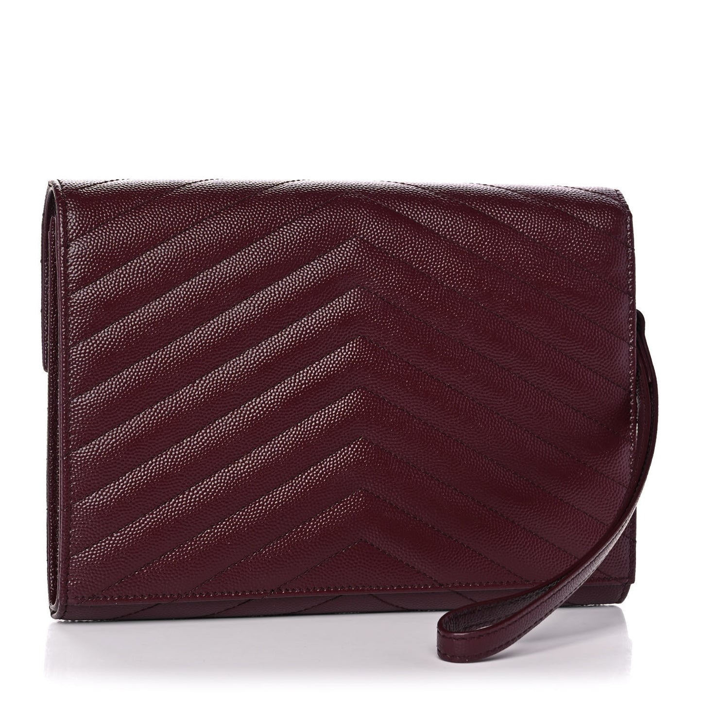 Grain De Poudre Matelasse Chevron Monogram Envelope Clutch Rouge Legion