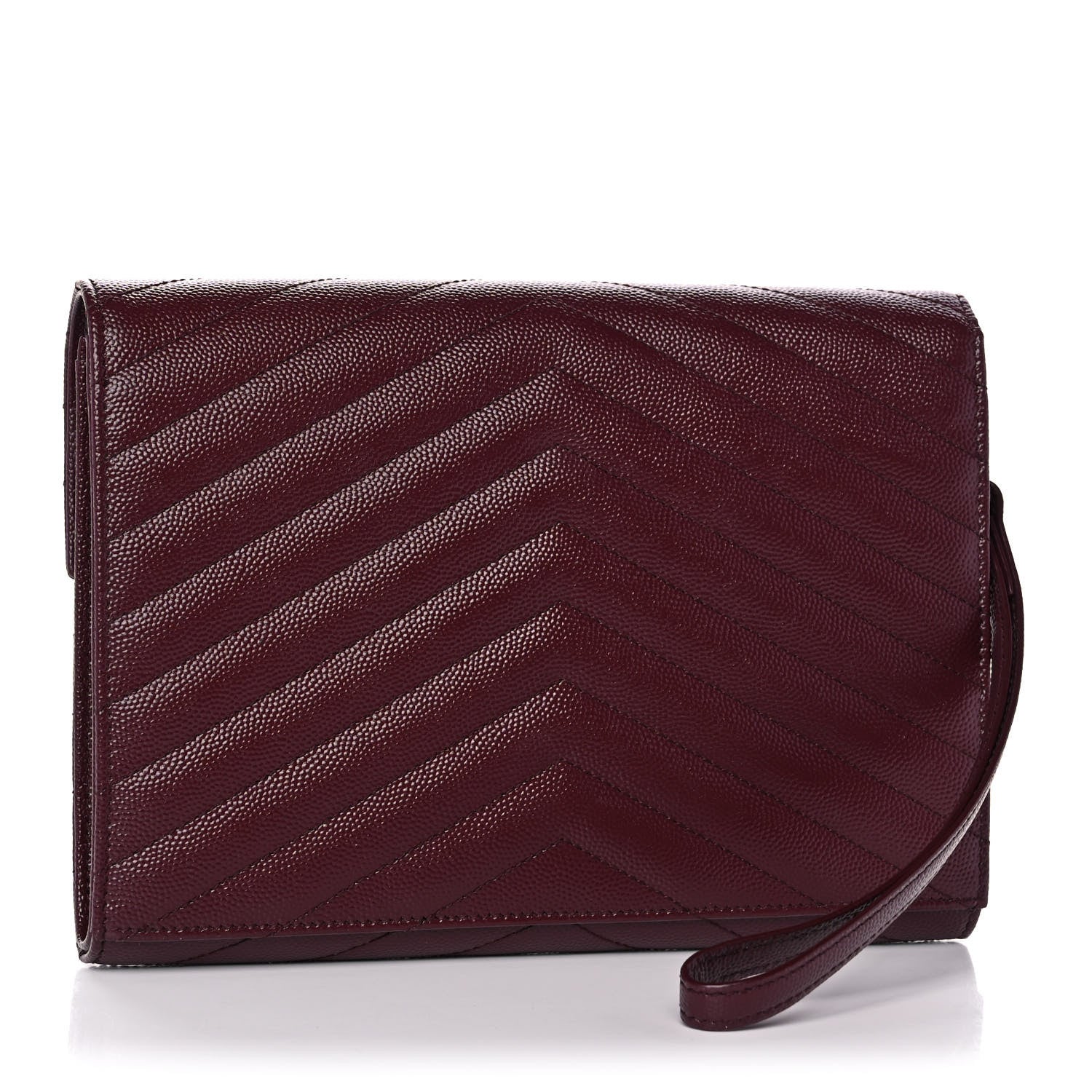 Saint Laurent Grain De Poudre Matelasse Chevron Monogram Envelope Clutch Rouge Legion 3 of 14