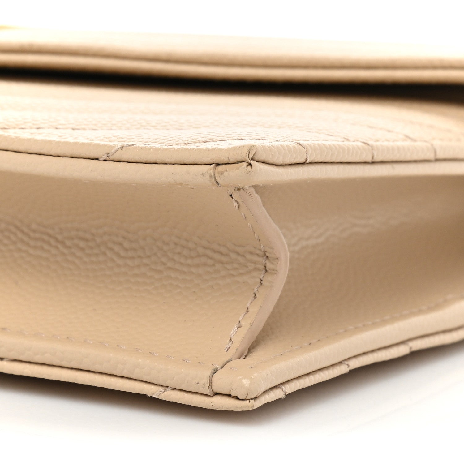 Saint Laurent Grain De Poudre Matelasse Chevron Monogram Envelope Chain Wallet Nude Powder 9 of 12
