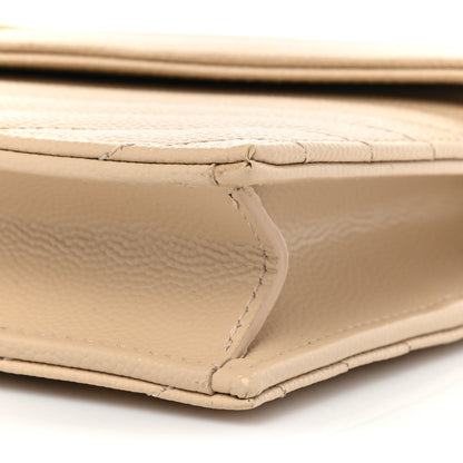 Saint Laurent Grain De Poudre Matelasse Chevron Monogram Envelope Chain Wallet Nude Powder 9 of 12