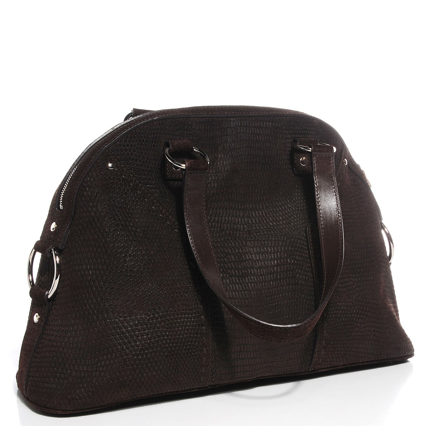 Lizard Embossed Nubuck Large Muse Brown