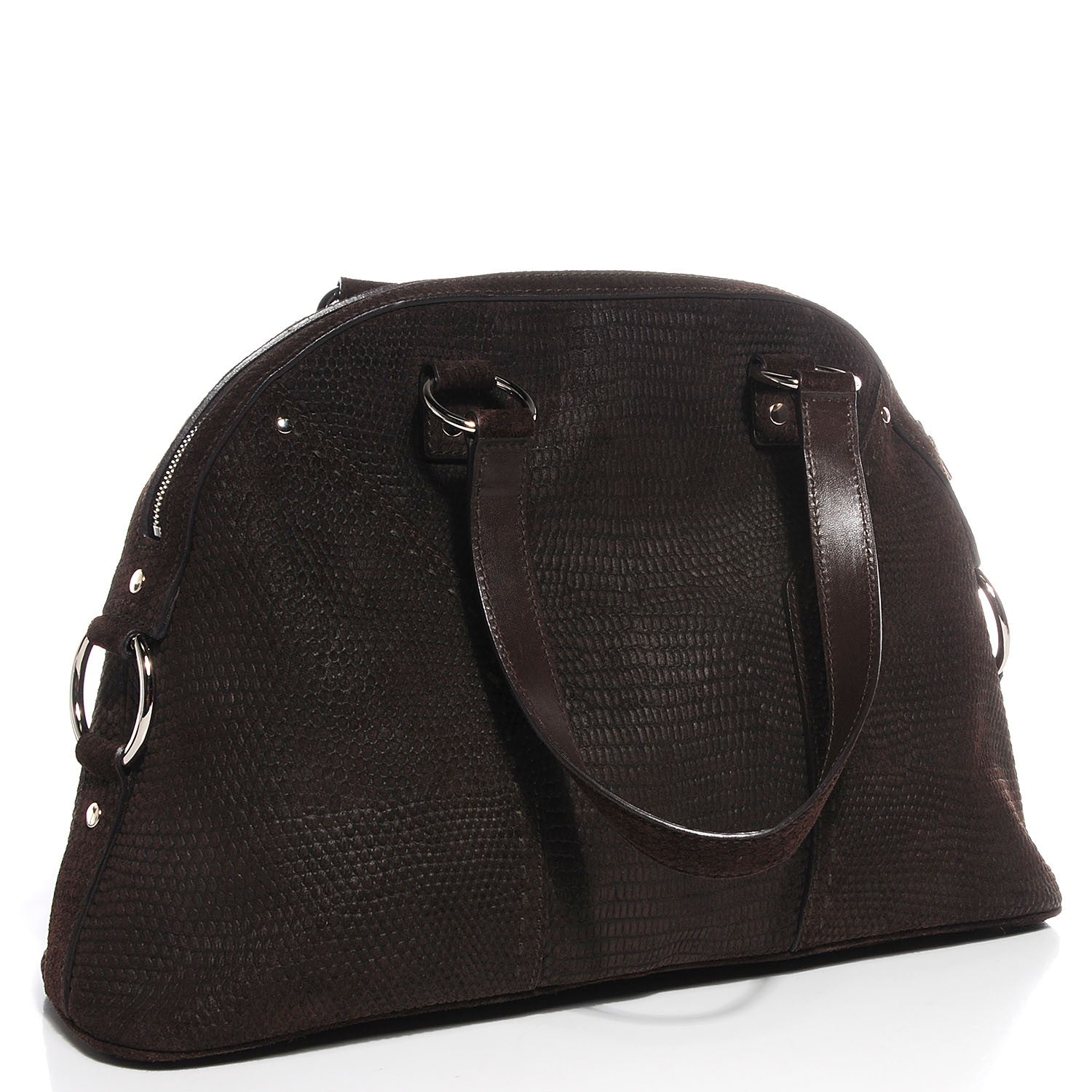 Saint Laurent Lizard Embossed Nubuck Large Muse Brown 3 of 7