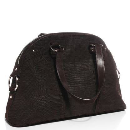 Saint Laurent Lizard Embossed Nubuck Large Muse Brown 3 of 7