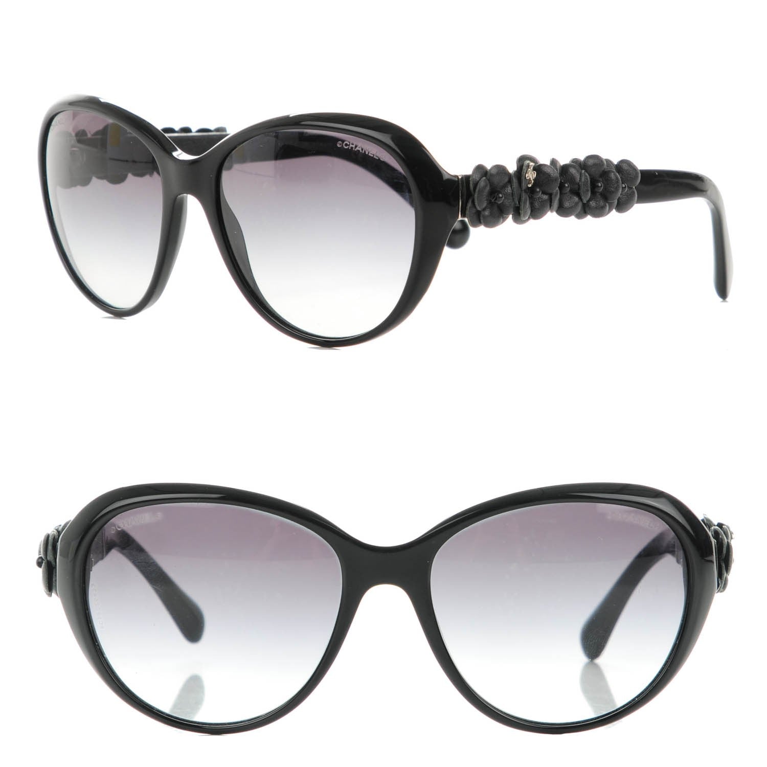 Chanel Lambskin Camellia CC Sunglasses 5316 Q Black 1 of 7
