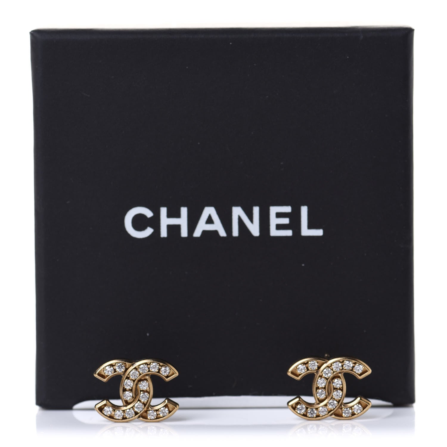 Chanel Crystal CC Earrings Gold 5 of 5