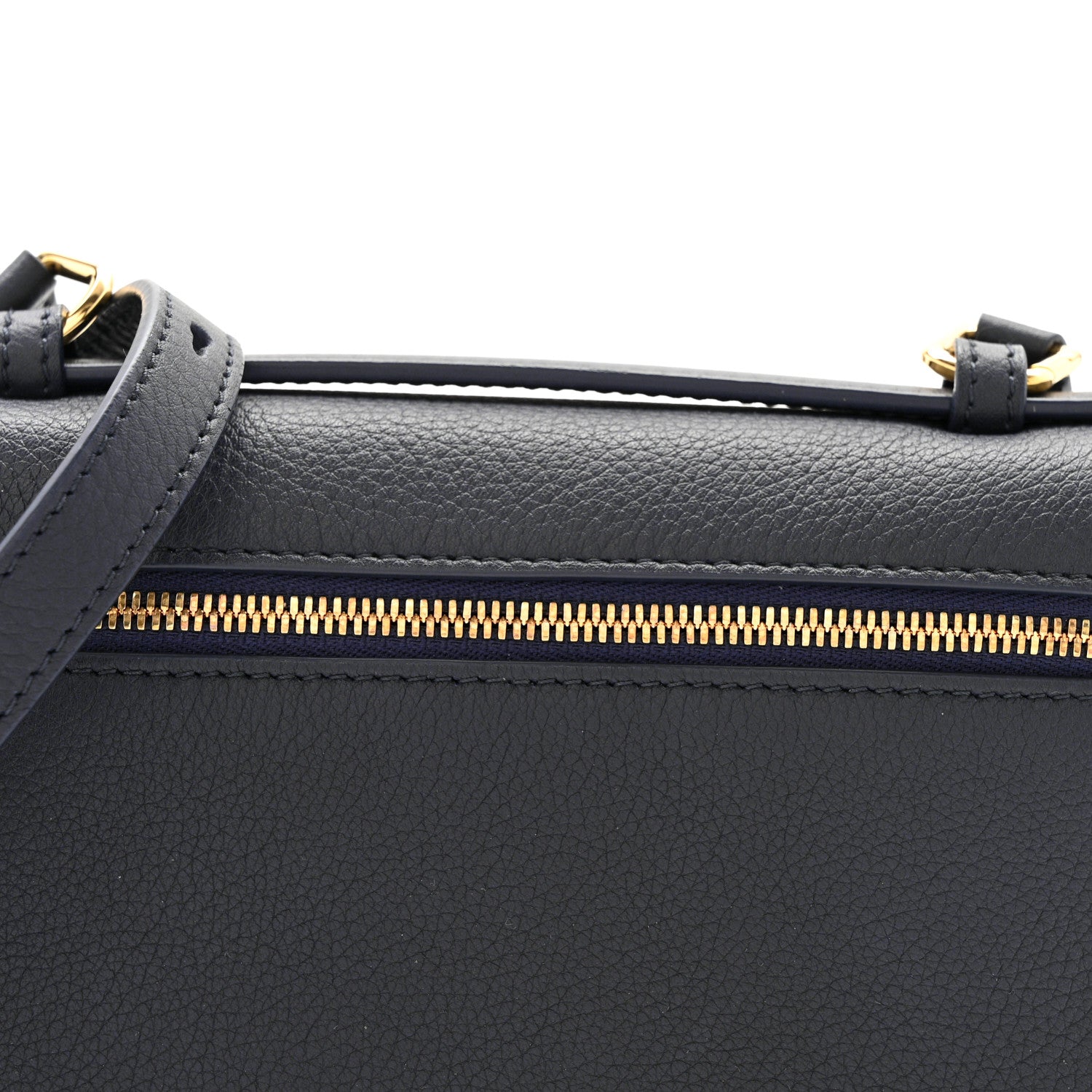 Loro Piana Grained Calfskin L19 Extra Pocket Pouch Navy Blue 7 of 9