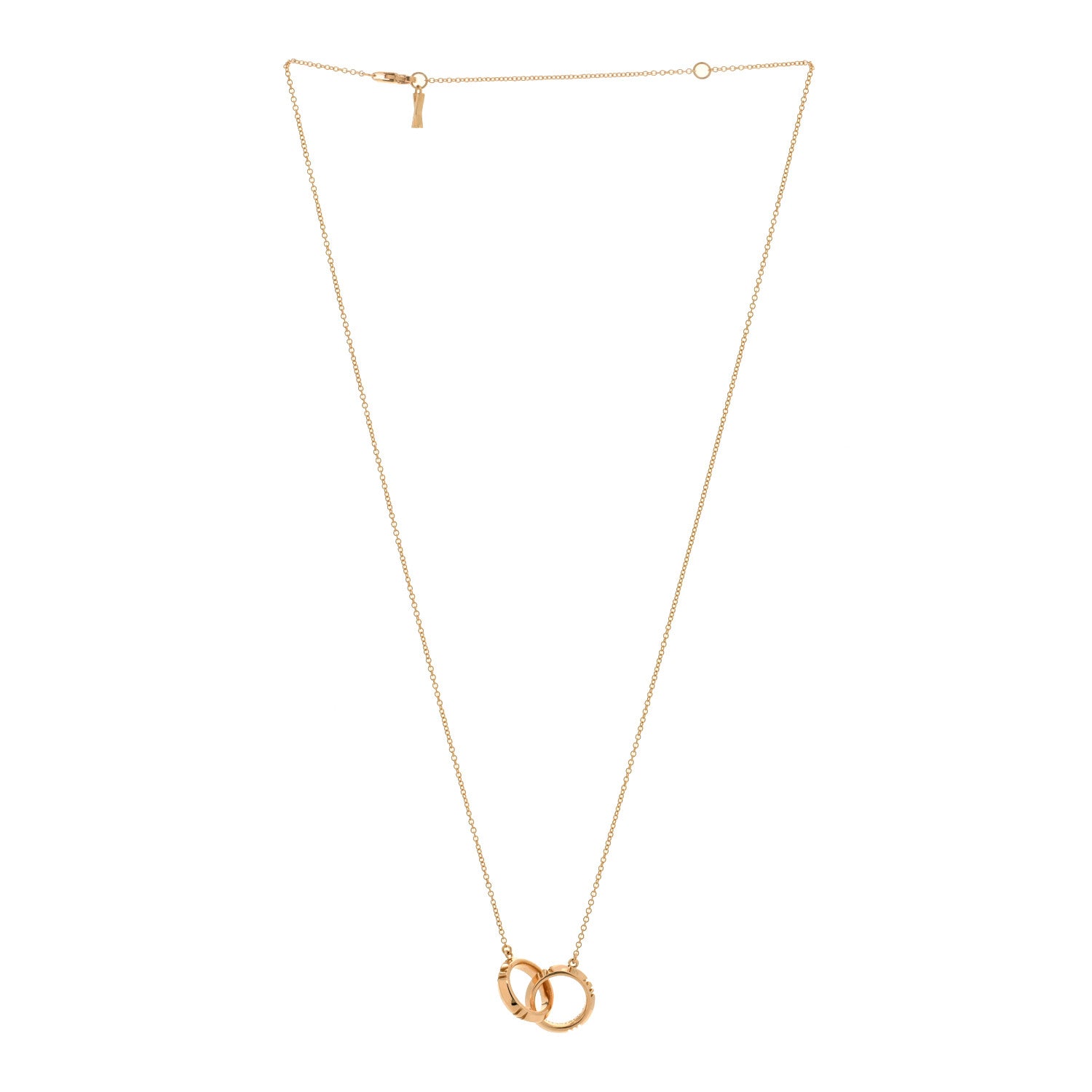 Tiffany 18K Rose Gold Interlocking Atlas Open Pendant Necklace 3 of 5