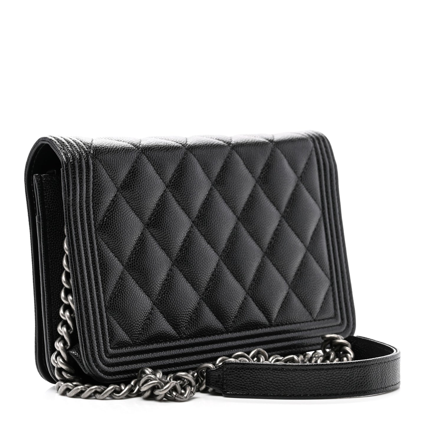 Caviar Quilted Boy Wallet On Chain WOC Black