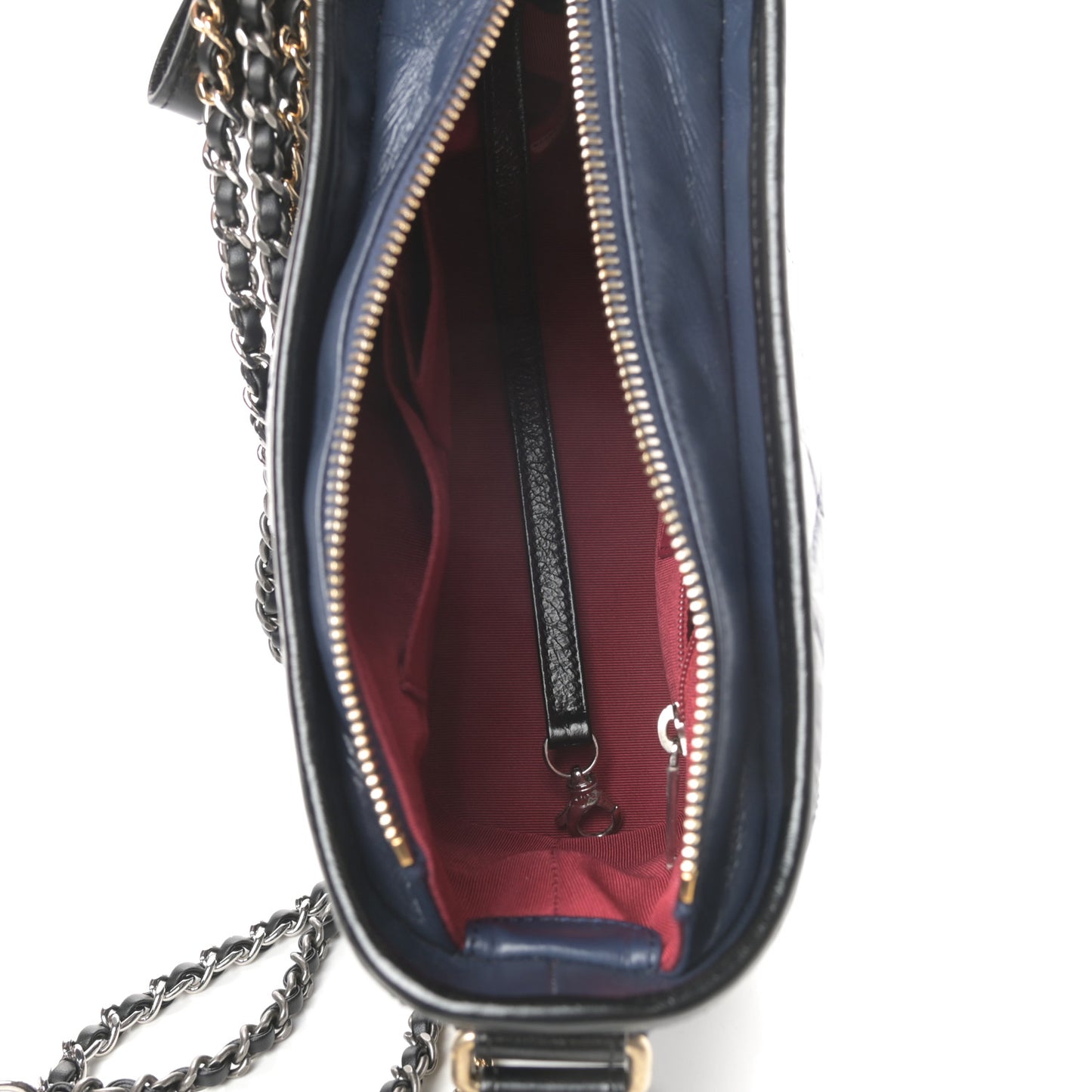Aged Calfskin Quilted Small Gabrielle Hobo Navy Black
