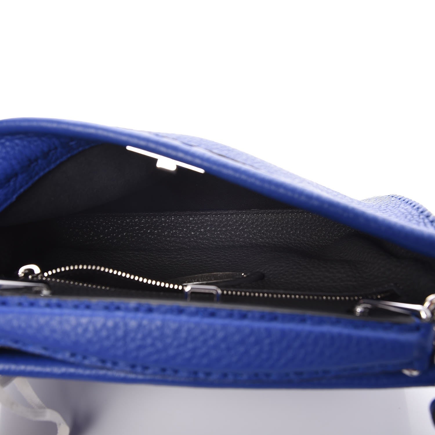 Fendi Cuoio Romano Selleria Bi-Color Mini Peekaboo Iconic Fit Satchel Blue Neon Asfalto 5 of 7