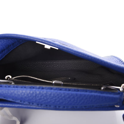 Fendi Cuoio Romano Selleria Bi-Color Mini Peekaboo Iconic Fit Satchel Blue Neon Asfalto 5 of 7