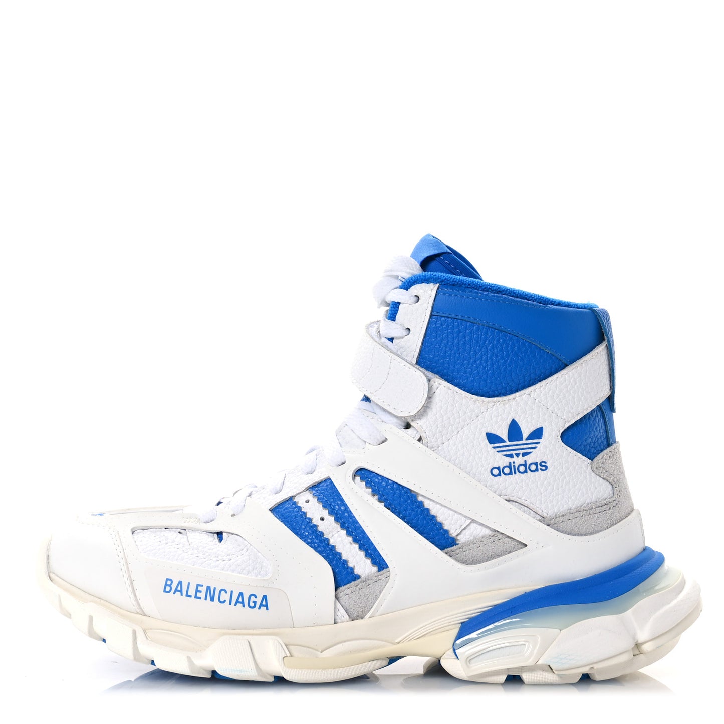 X ADIDAS Calfskin Fabric Mesh Womens Triple S High Top Sneakers 39 White Blue