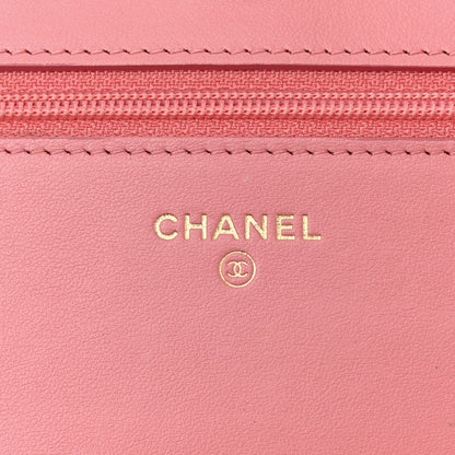 Chanel Caviar Camellia Embossed Wallet On Chain WOC Light Pink 6 of 16