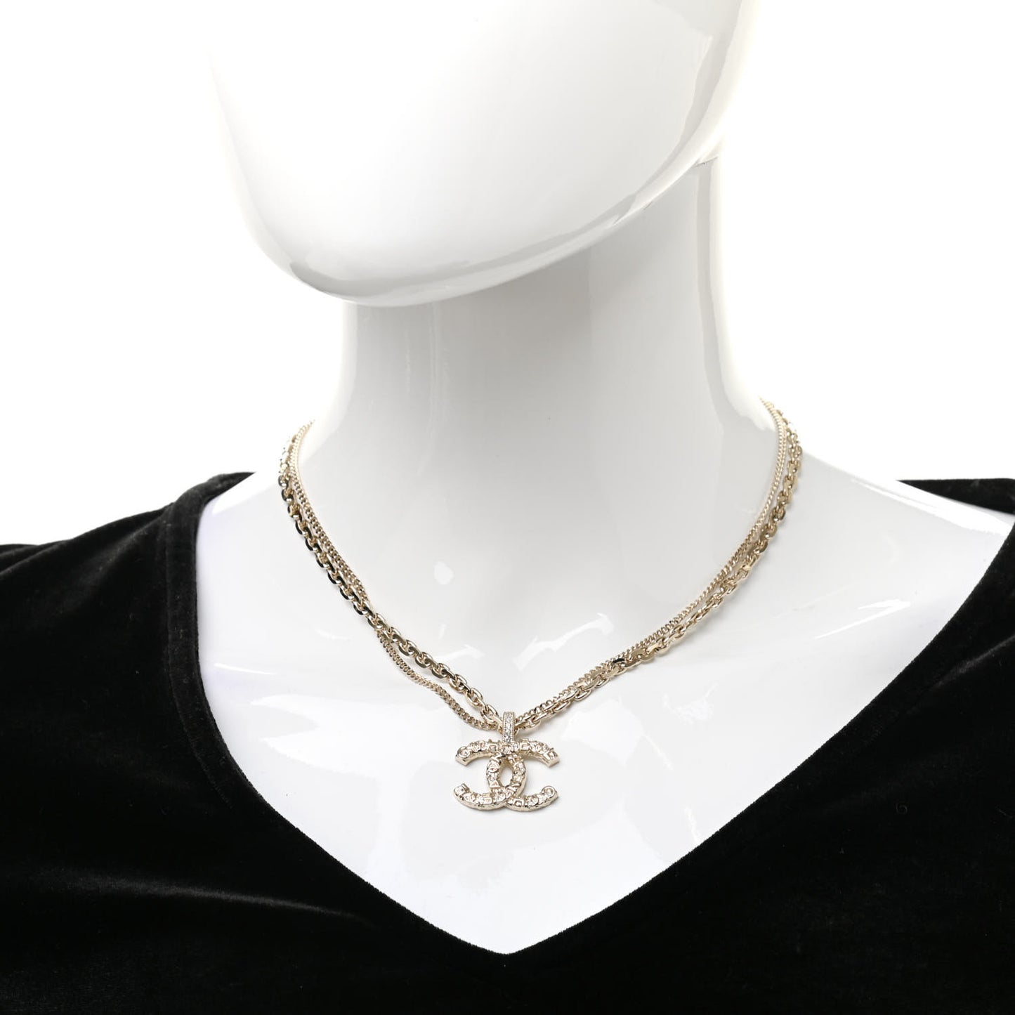 Crystal CC Multi Strand Chain Necklace Gold