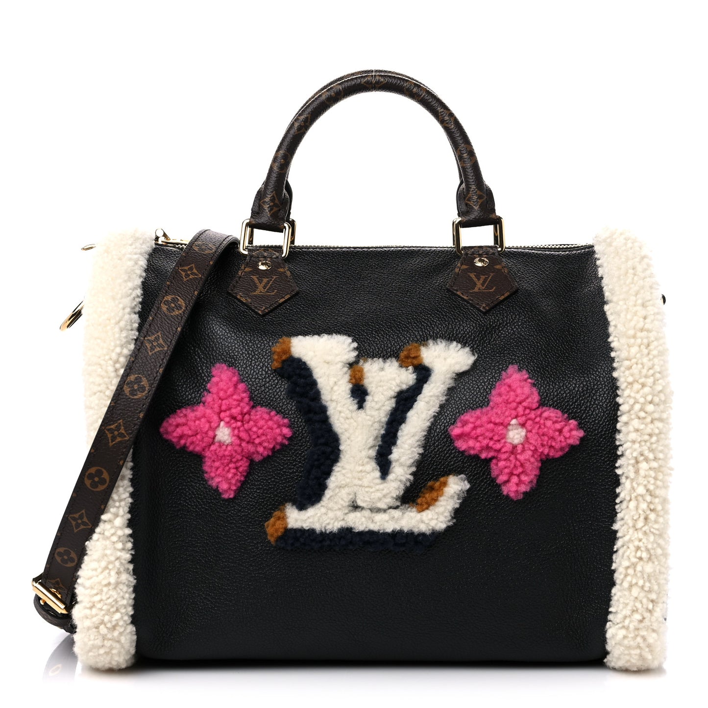Calfskin Monogram Teddy Speedy Bandouliere 30 Black