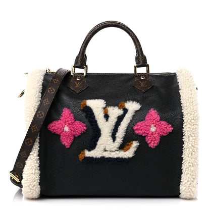 Louis Vuitton Calfskin Monogram Teddy Speedy Bandouliere 30 Black 1 of 8