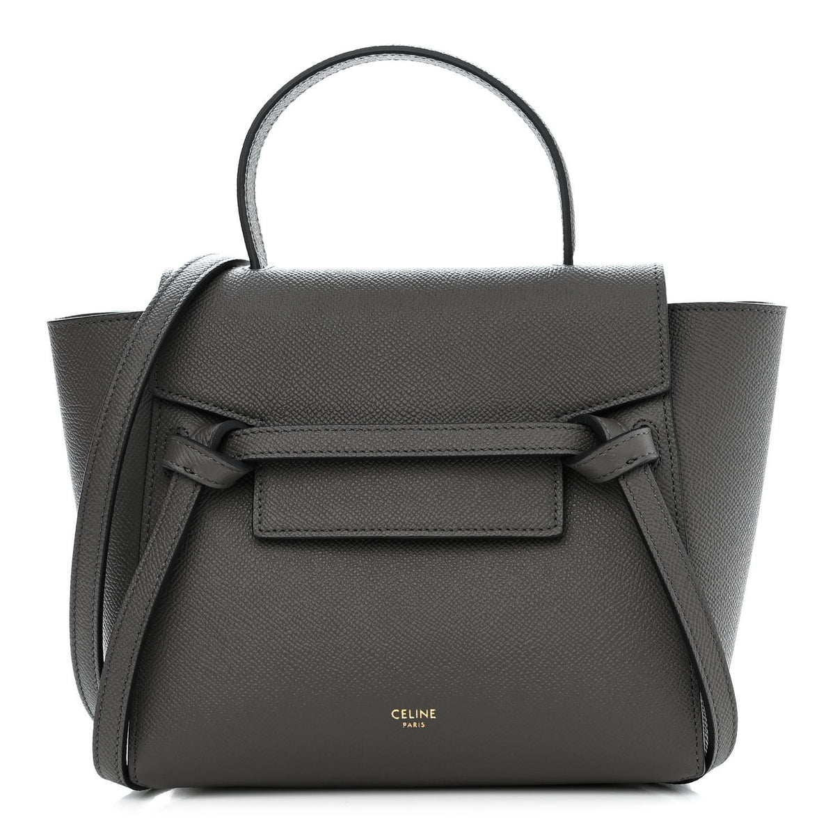 Grained Calfskin Nano Belt Bag Grey