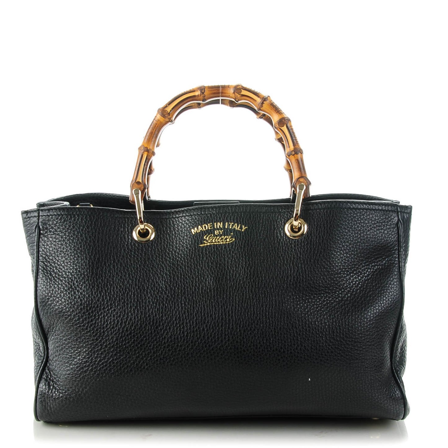 Pebbled Calfskin Medium Bamboo Shopper Tote Black