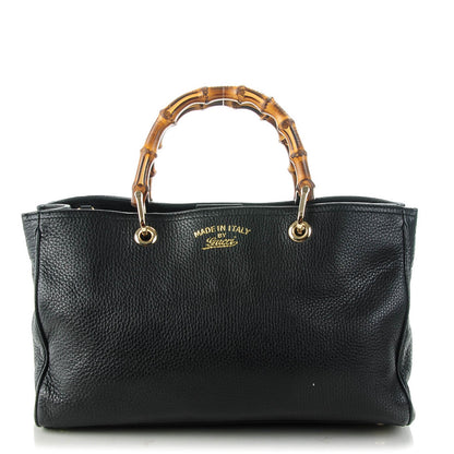 Gucci Pebbled Calfskin Medium Bamboo Shopper Tote Black 1 of 8
