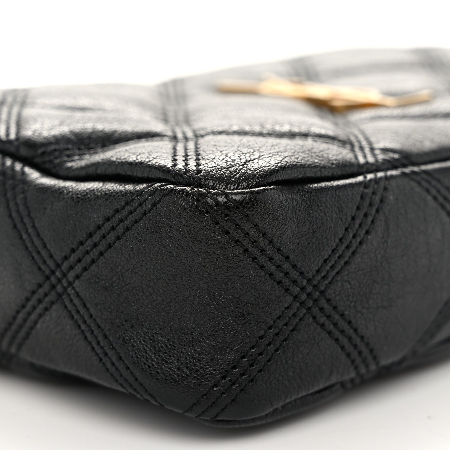 Grained Lambskin Quilted Mini Becky Double Zip Bag Black