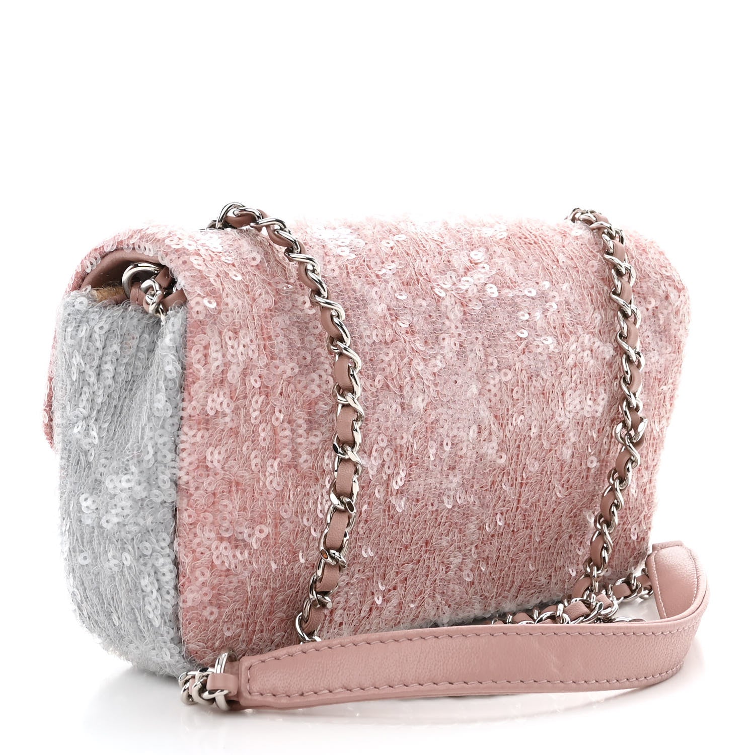Chanel Sequin Mini Waterfall Flap Pink Blue Yellow 3 of 10