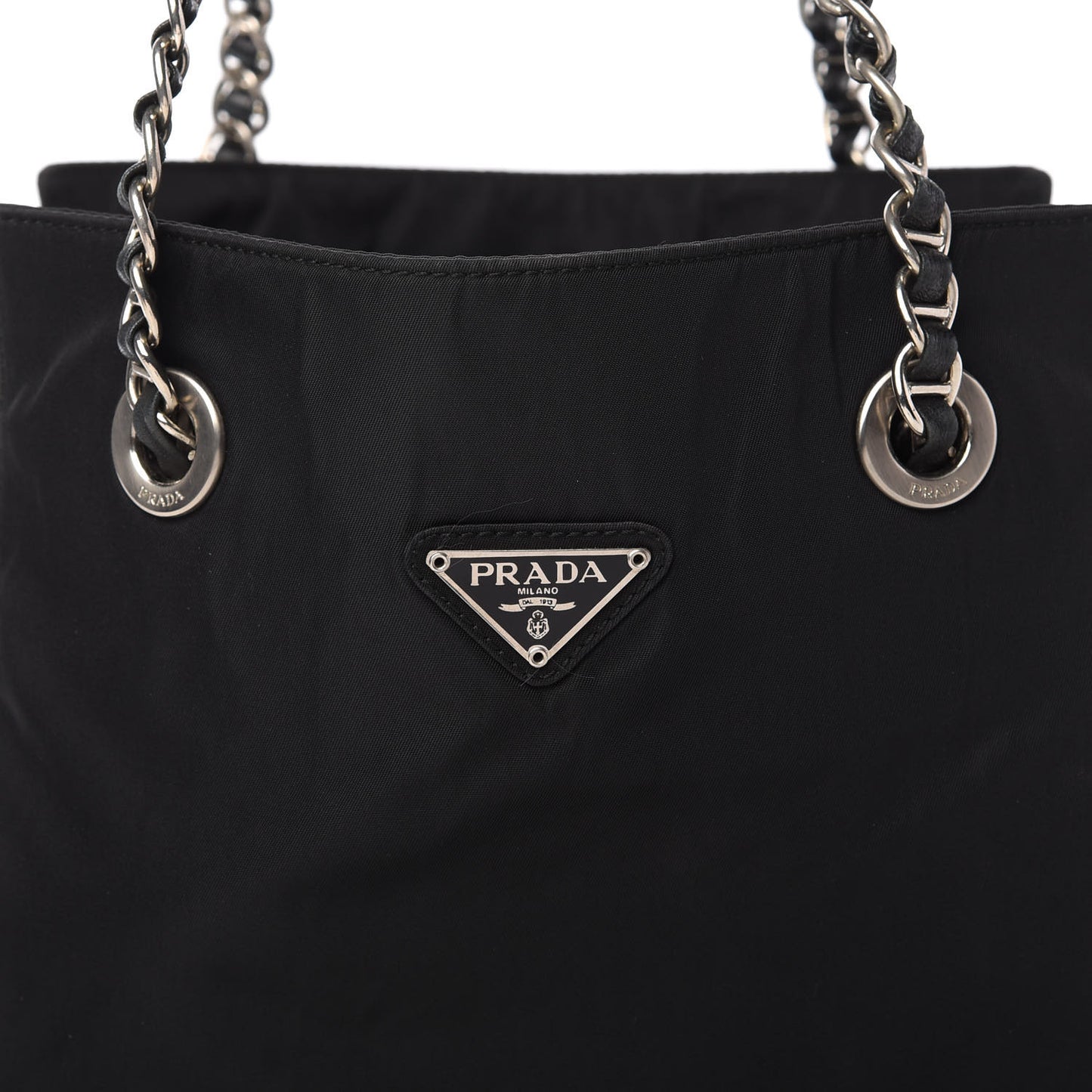 Tessuto Nylon Chain Shopping Tote Black