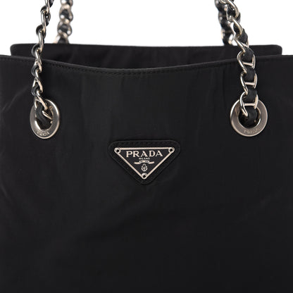 Prada Tessuto Nylon Chain Shopping Tote Black 10 of 10