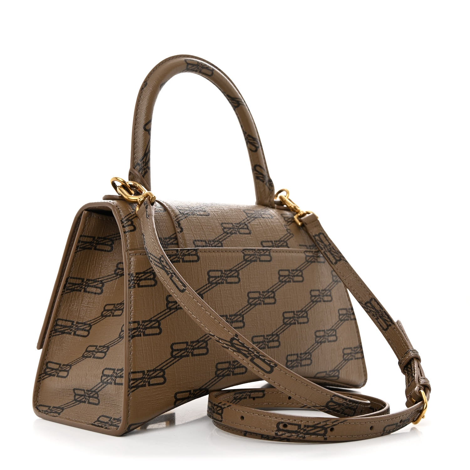 Balenciaga Coated Canvas BB Monogram Small Hourglass Top Handle Bag Beige Brown 3 of 11