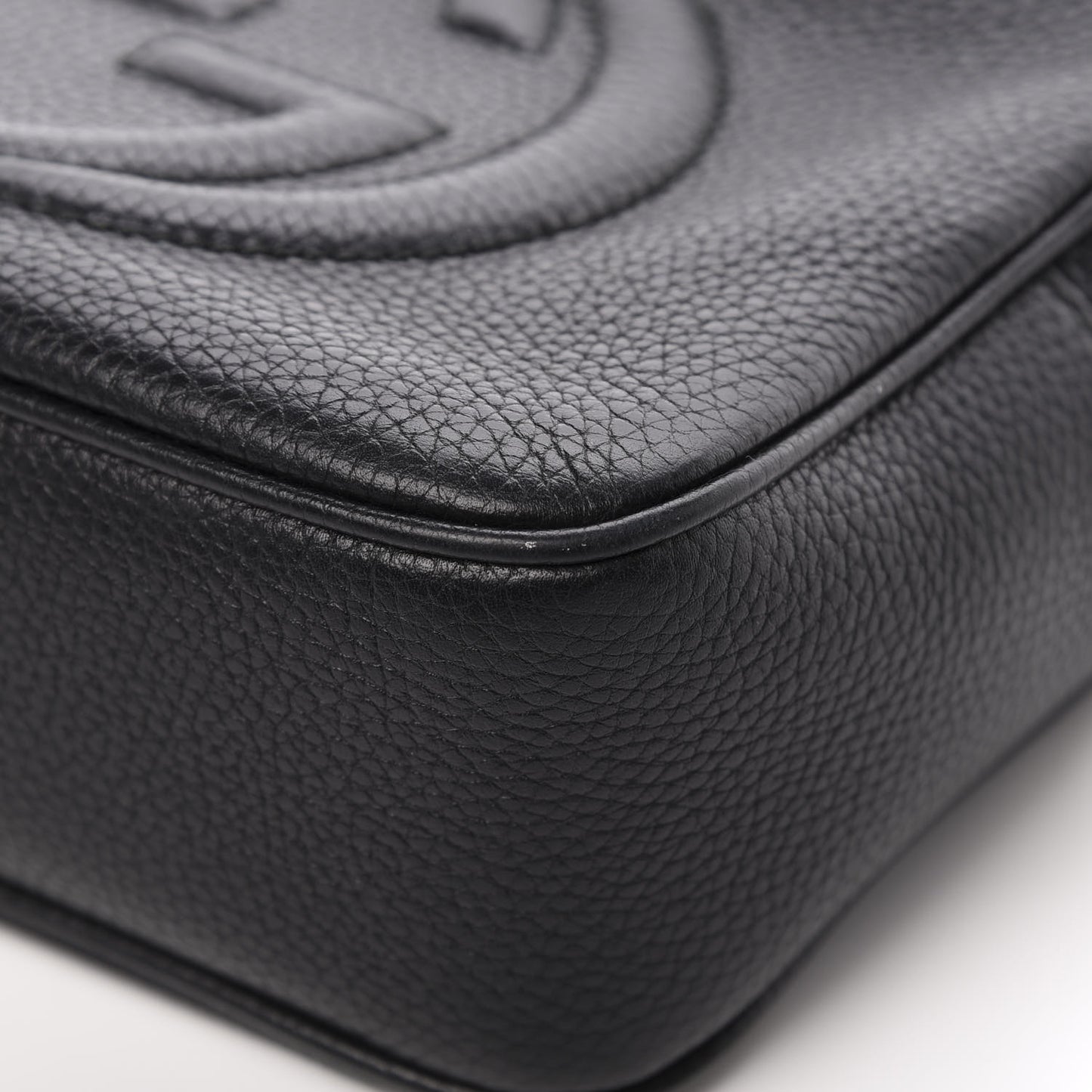 Pebbled Calfskin Small Soho Disco Bag Black