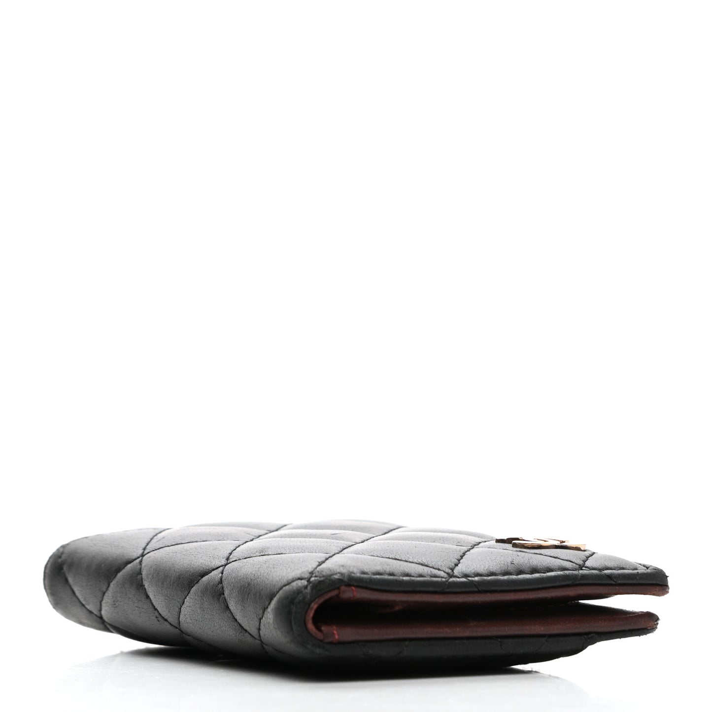 Lambskin Quilted Card Holder Wallet Black