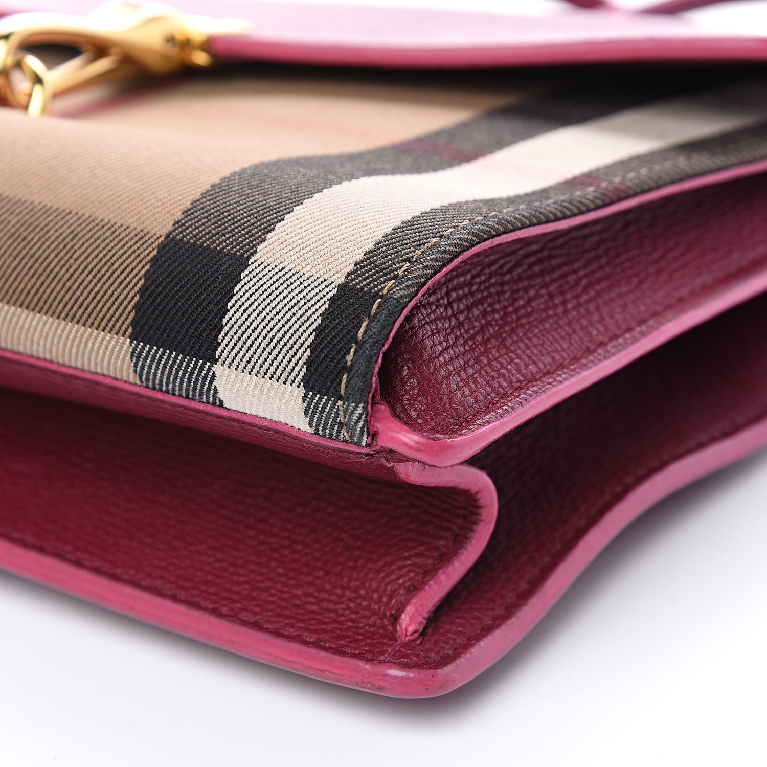 Burberry Derby Calfskin House Check Small Macken Crossbody Bag Berry Pink 10 of 14