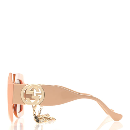 Gucci Acetate Square Frame Chain Sunglasses GG1022S Brown 3 of 9