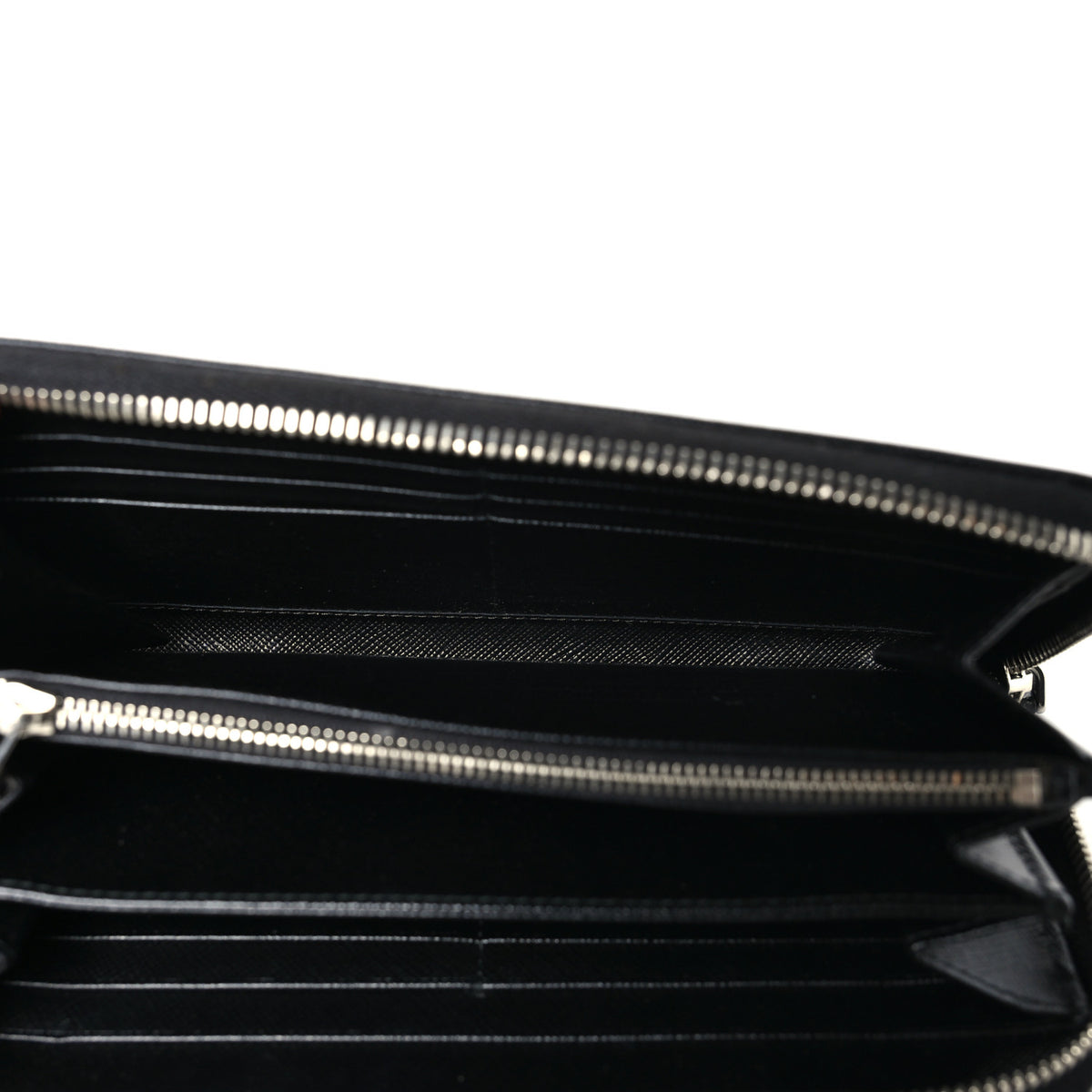 Prada Saffiano Triangle Zip Wallet Black 8 of 14