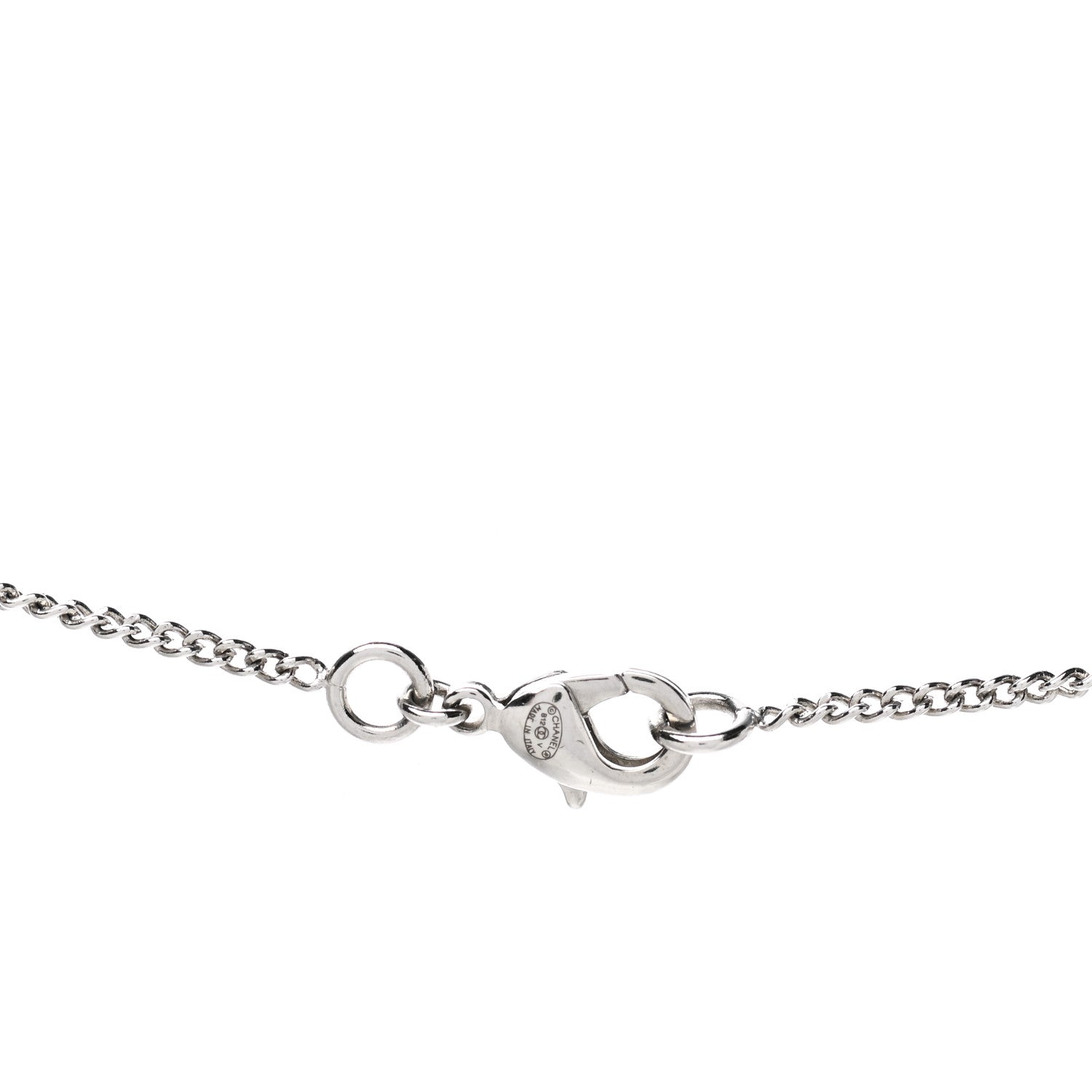 Chanel Crystal Timeless CC Necklace Silver 4 of 5