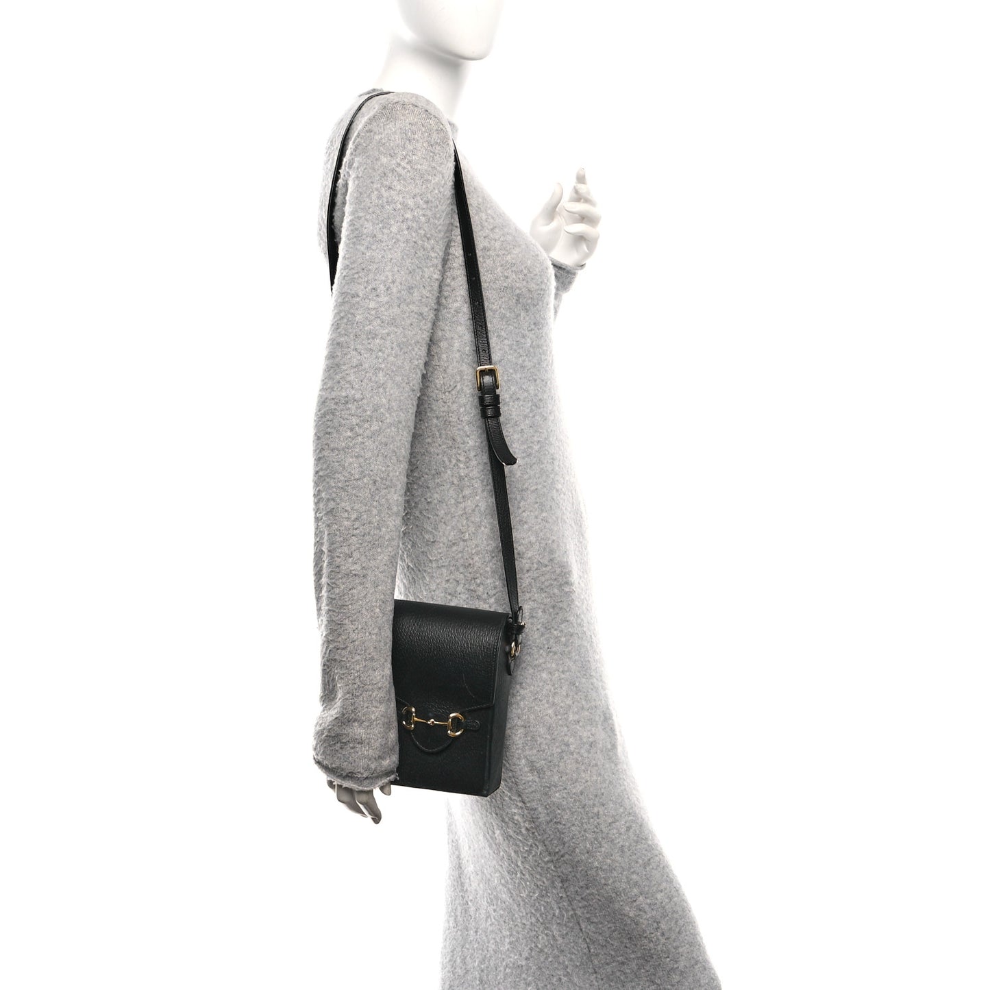 Dollar Calfskin Vertical Horsebit 1955 Crossbody Bag Black