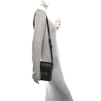 Gucci Dollar Calfskin Vertical Horsebit 1955 Crossbody Bag Black 2 of 9
